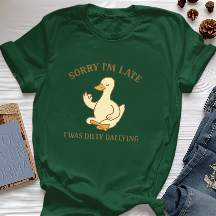 Olivenorma Sorry I'm Late I Was Dilly Dallying T-Shirt - Dark Green - OK Hand Sign Duck - 2XL - image 46