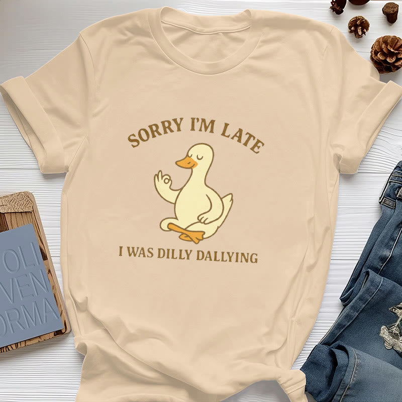 Olivenorma Sorry I'm Late I Was Dilly Dallying T-Shirt - Yellow - OK Hand Sign Duck - 2XL - image 21