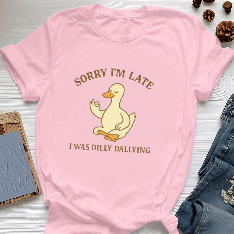 Olivenorma Sorry I'm Late I Was Dilly Dallying T-Shirt - Pink - OK Hand Sign Duck - 2XL - image 31