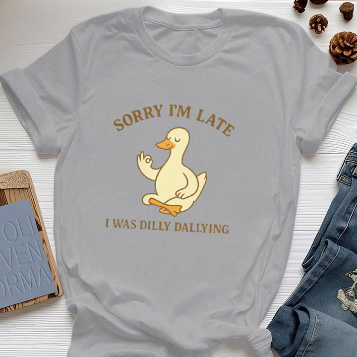 Olivenorma Sorry I'm Late I Was Dilly Dallying T-Shirt - Gray - OK Hand Sign Duck - 2XL - image 16