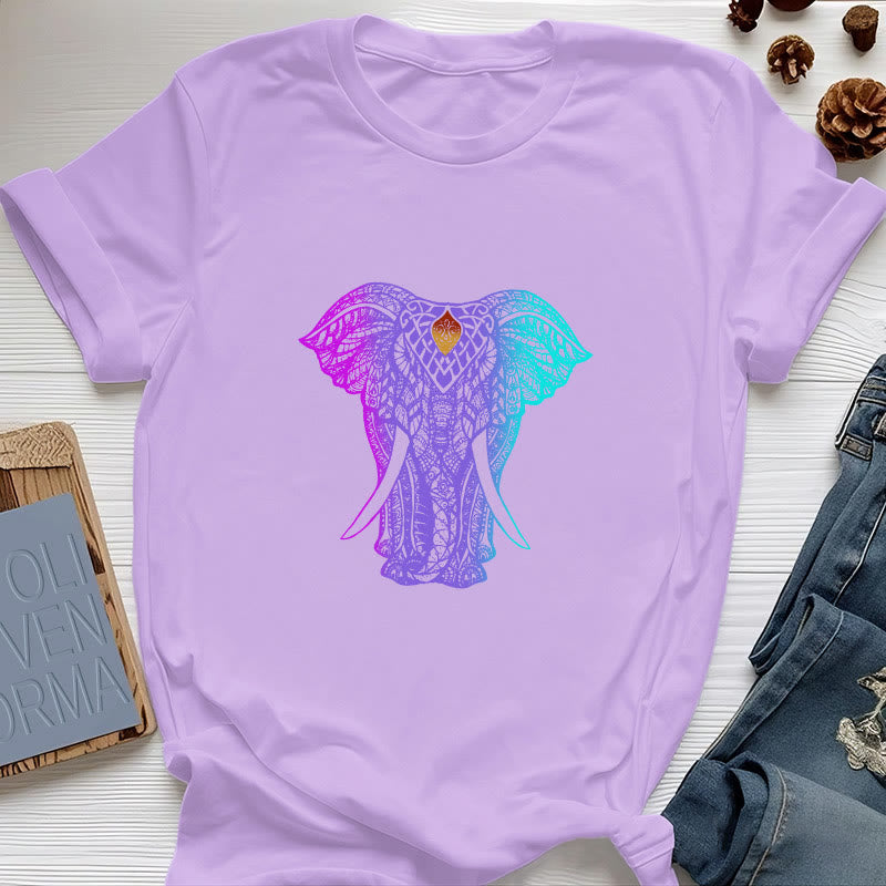 Olivenorma Mandala Elephant Yoga T-Shirt - Purple - 2XL - image 14
