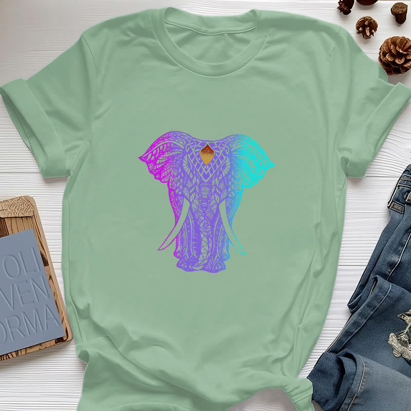 Olivenorma Mandala Elephant Yoga T-Shirt - Light Green - 2XL - image 16