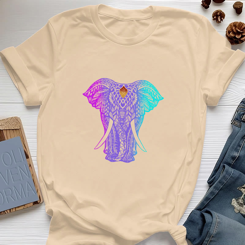 Olivenorma Mandala Elephant Yoga T-Shirt - Yellow - 2XL - image 8