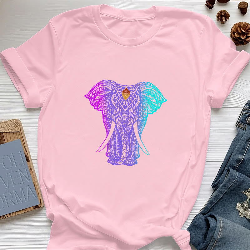 Olivenorma Mandala Elephant Yoga T-Shirt - Pink - 2XL - image 12