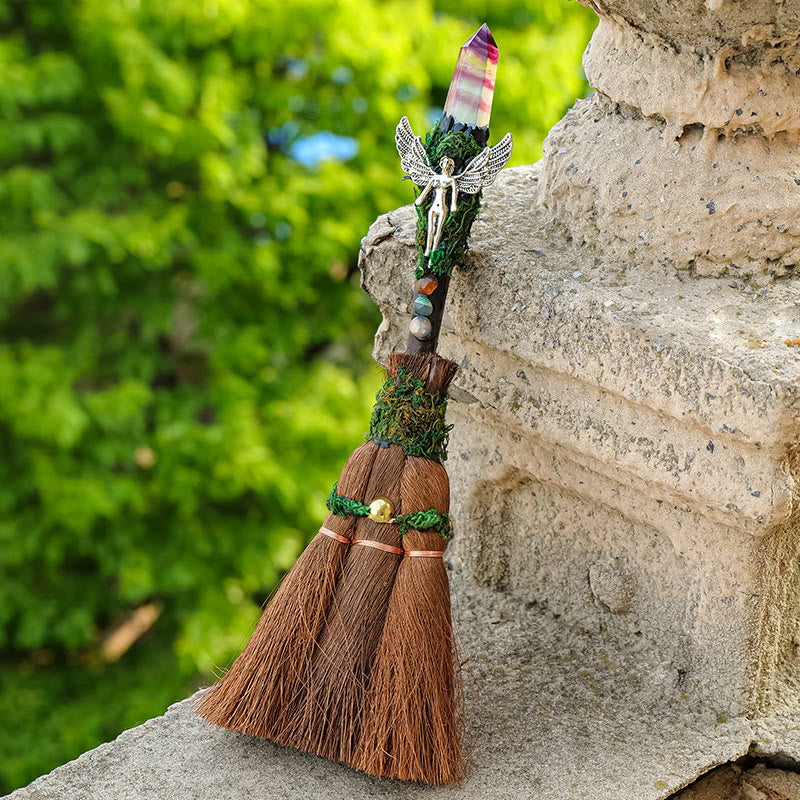 Olivenorma Magic Crystal Prism Palm Broom Decoration - Purple Fluorite - image 2