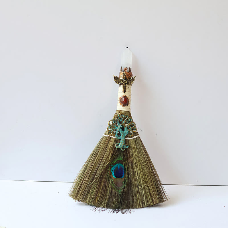 Olivenorma Tree of Life Angel Magical Broom Gemstone Decoration - Clear Crystal - image 2