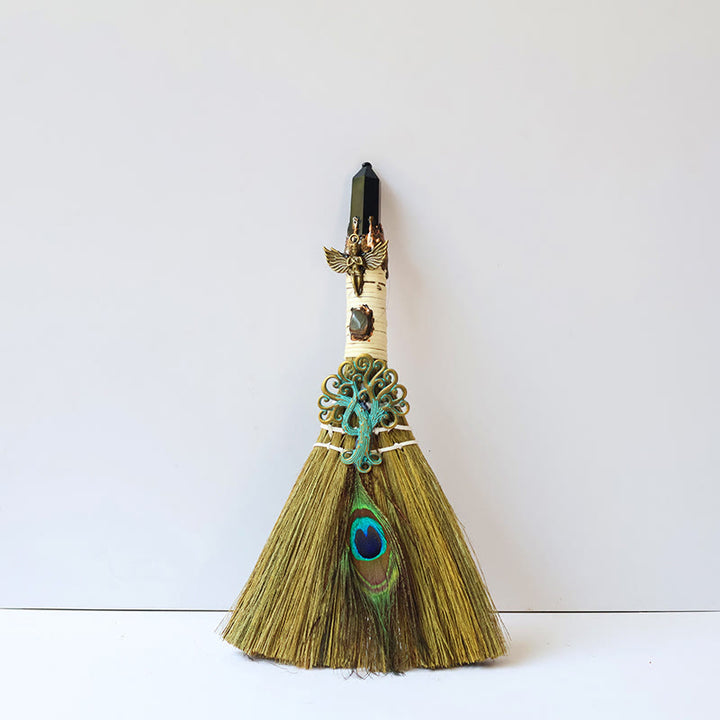 Olivenorma Tree of Life Angel Magical Broom Gemstone Decoration - Obsidian - image 11