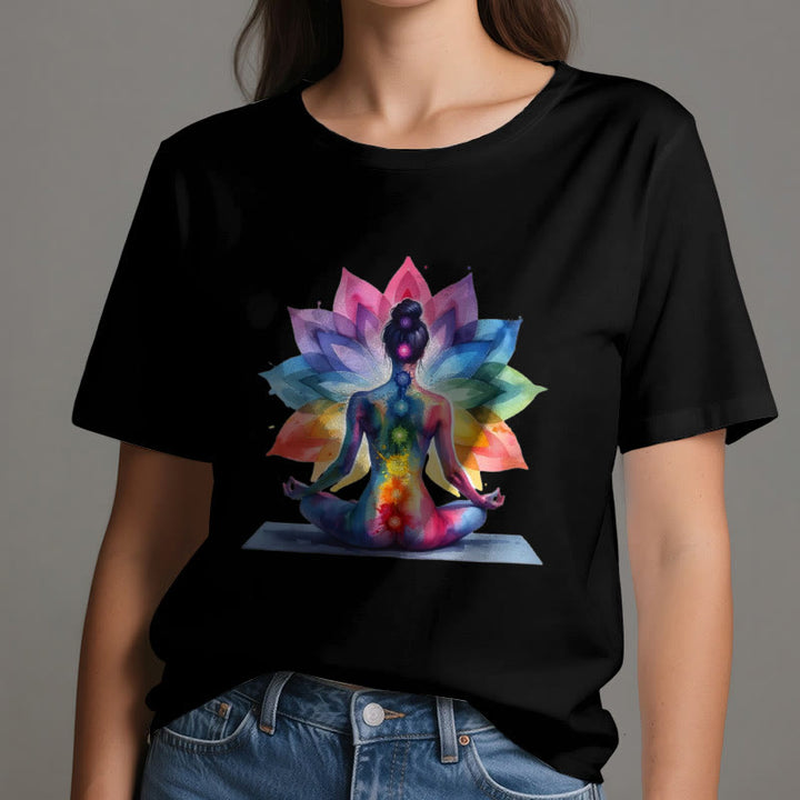 Olivenorma 7 Chakra Meditation Lotus T-Shirt - image 6