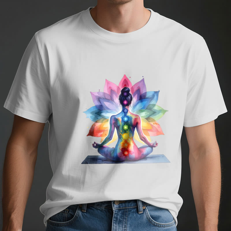 Olivenorma 7 Chakra Meditation Lotus T-Shirt - image 3