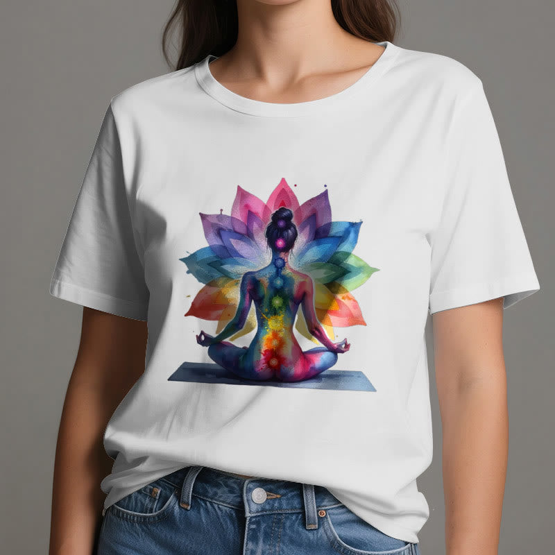 Olivenorma 7 Chakra Meditation Lotus T-Shirt - image 2
