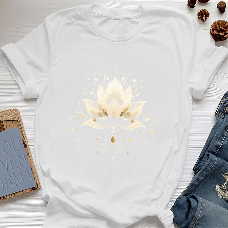 Olivenorma Blossoming Lotus Pure Cotton T-Shirt - White - 2XL - image 5