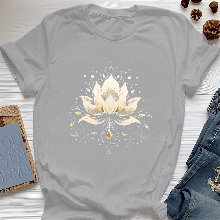 Olivenorma Blossoming Lotus Pure Cotton T-Shirt - Gray - 2XL - image 7