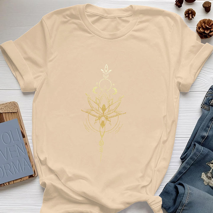 Olivenorma Moon Phase Lotus Protection Cotton T-Shirt - Yellow - 2XL - image 12