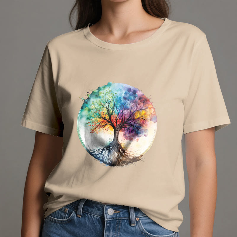 Olivenorma Rainbow Tree of Life Spiritual Cotton T-Shirt - image 10
