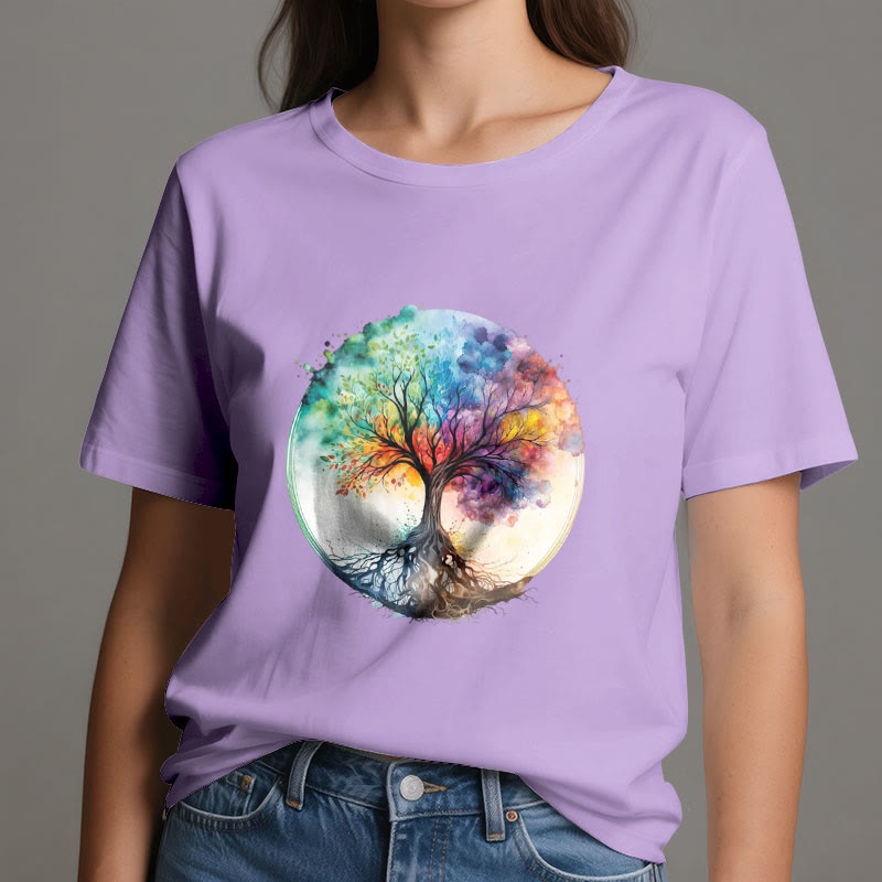 Olivenorma Rainbow Tree of Life Spiritual Cotton T-Shirt - image 16