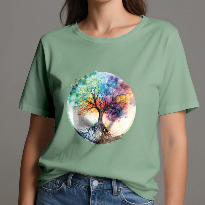Olivenorma Rainbow Tree of Life Spiritual Cotton T-Shirt - image 18