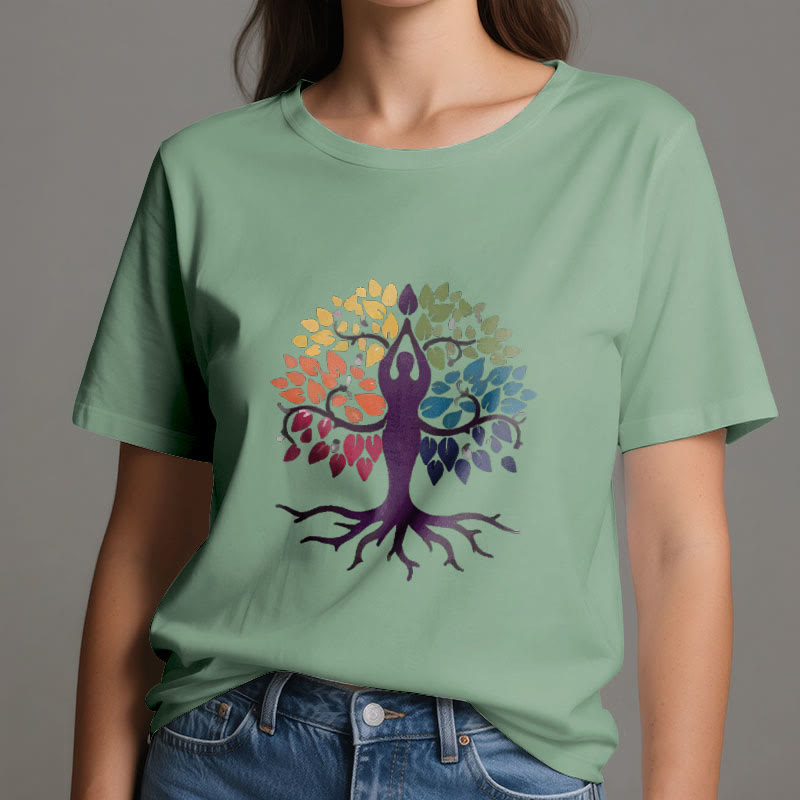 Olivenorma Yoga Tree Spiritual Cotton Tee T-Shirt - image 18