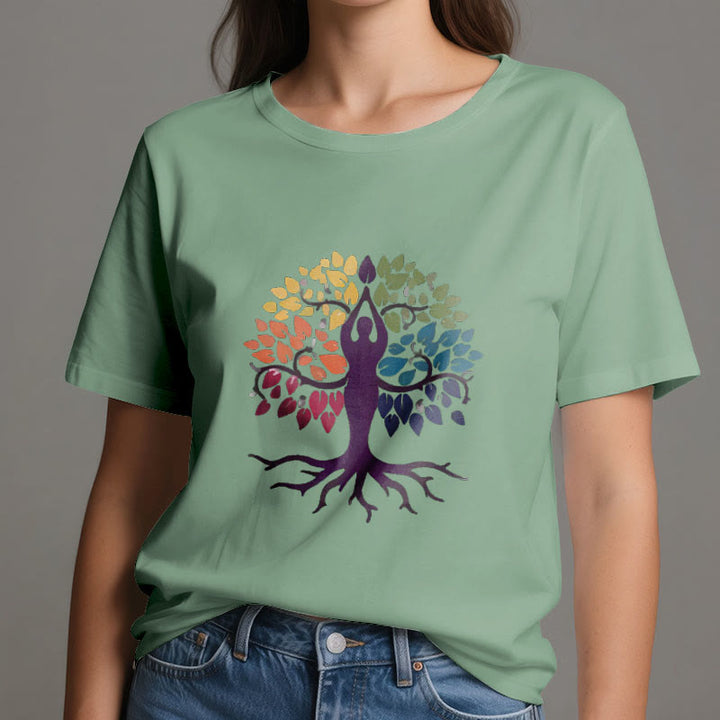 Olivenorma Yoga Tree Spiritual Cotton Tee T-Shirt - image 18