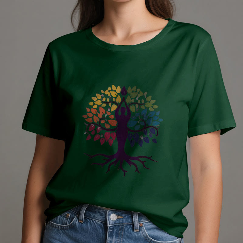 Olivenorma Yoga Tree Spiritual Cotton Tee T-Shirt - image 20