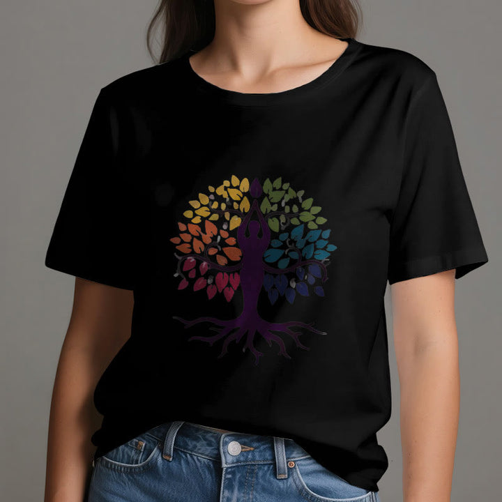 Olivenorma Yoga Tree Spiritual Cotton Tee T-Shirt - image 6