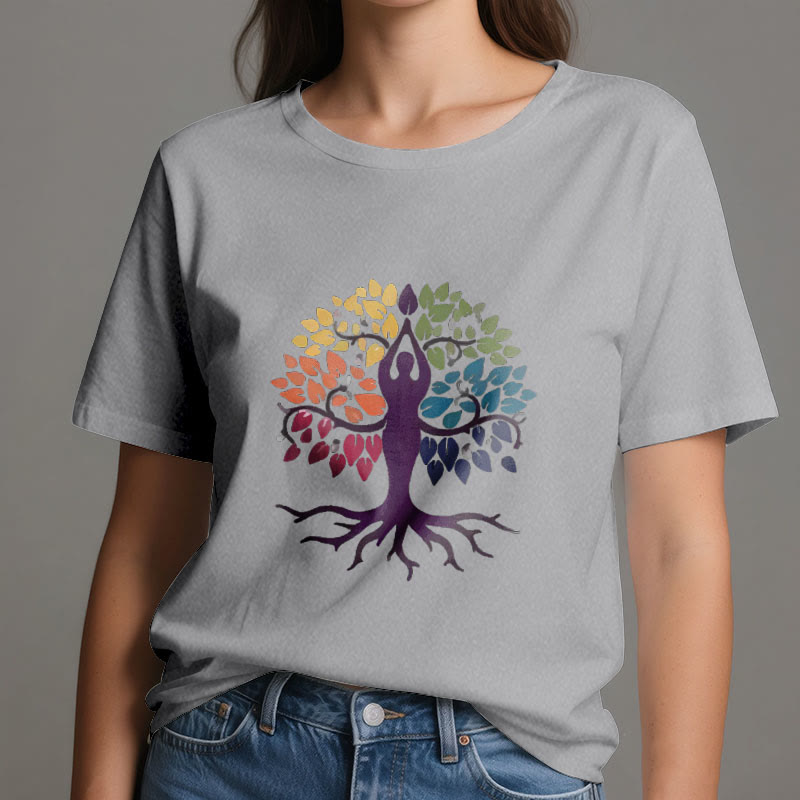 Olivenorma Yoga Tree Spiritual Cotton Tee T-Shirt - image 8