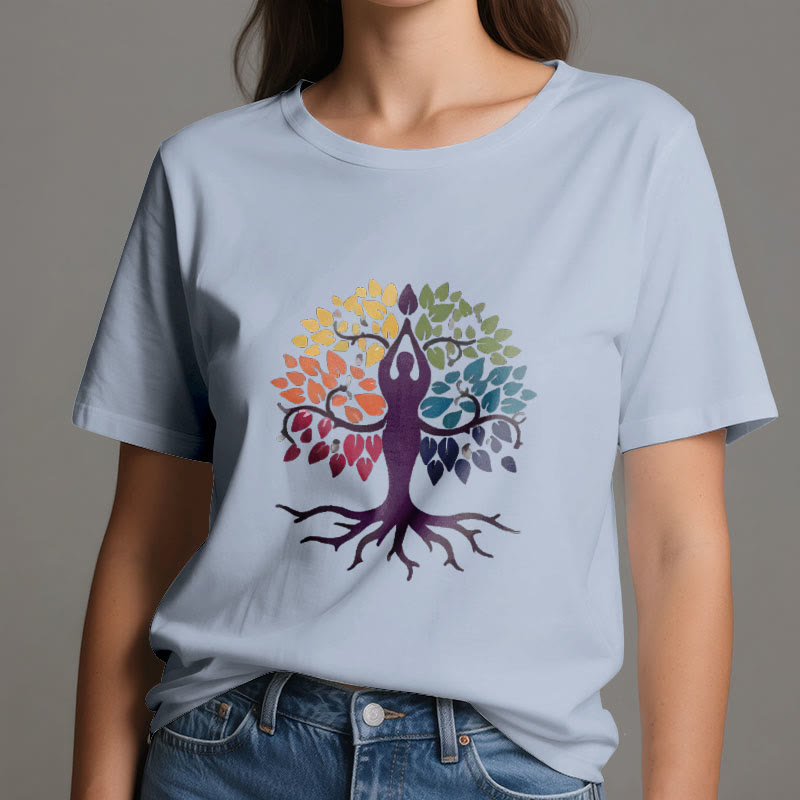 Olivenorma Yoga Tree Spiritual Cotton Tee T-Shirt - image 12
