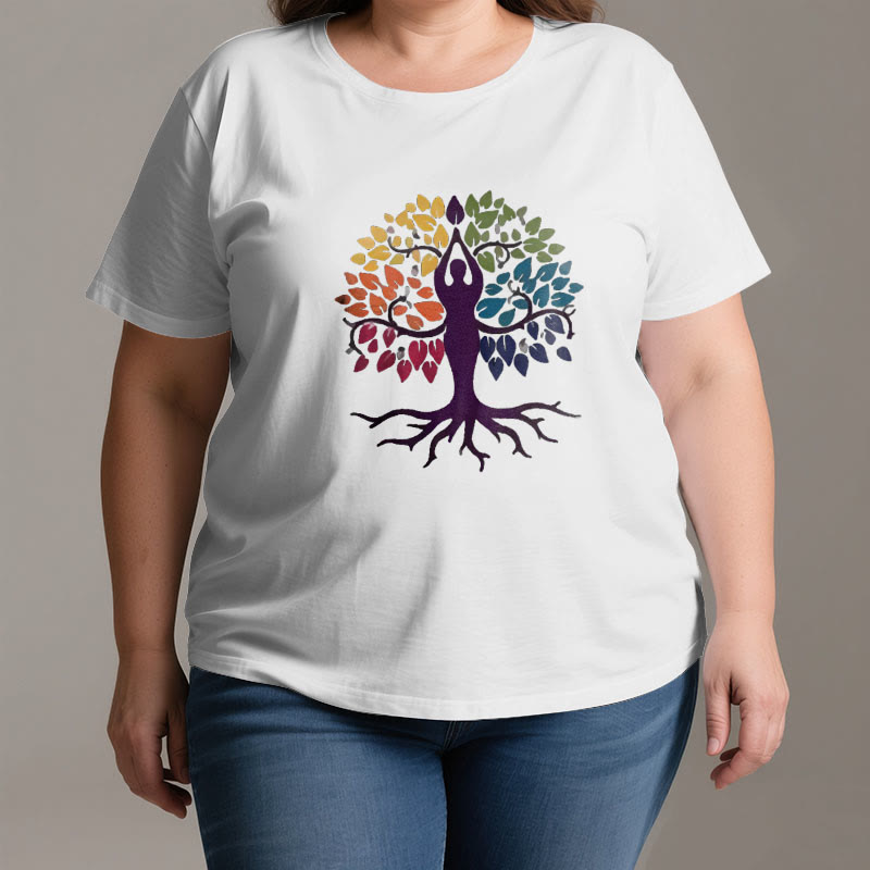 Olivenorma Yoga Tree Spiritual Cotton Tee T-Shirt - image 2
