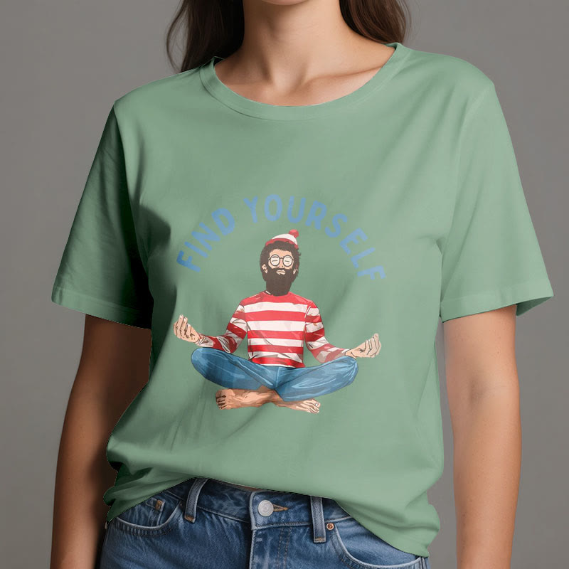 Olivenorma "FIND YOURSELF" Meditation Spiritual Cotton Tee T-Shirt - image 1