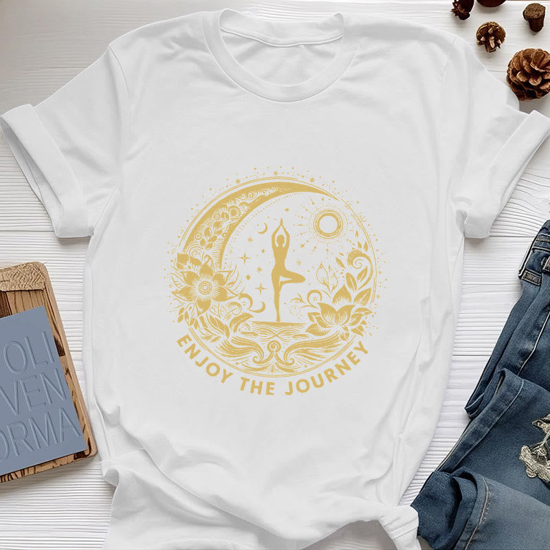 Olivenorma "ENJOY THE JOURNEY" Yoga Spiritual Tee T-Shirt - White - 2XL - image 5