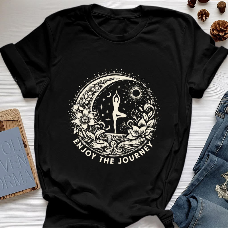 Olivenorma "ENJOY THE JOURNEY" Yoga Spiritual Tee T-Shirt - Black - 2XL - image 7