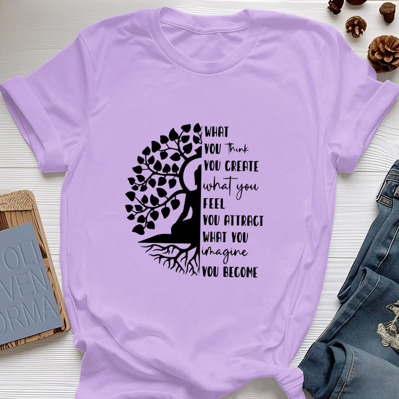 Olivenorma Tree of Life Yoga Meditation Cotton T-Shirt - Purple - 2XL - image 17