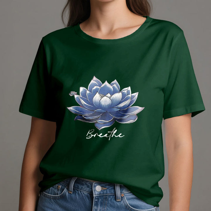 Olivenorma "BREATHE" Lotus Yoga Apparel Spiritual Tee T-Shirt - image 20