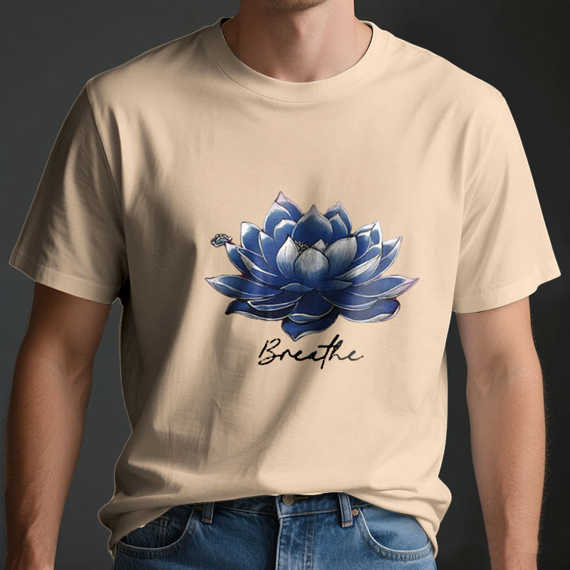 Olivenorma "BREATHE" Lotus Yoga Apparel Spiritual Tee T-Shirt - image 3