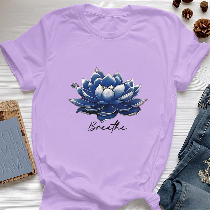 Olivenorma "BREATHE" Lotus Yoga Apparel Spiritual Tee T-Shirt - Purple - 2XL - image 15