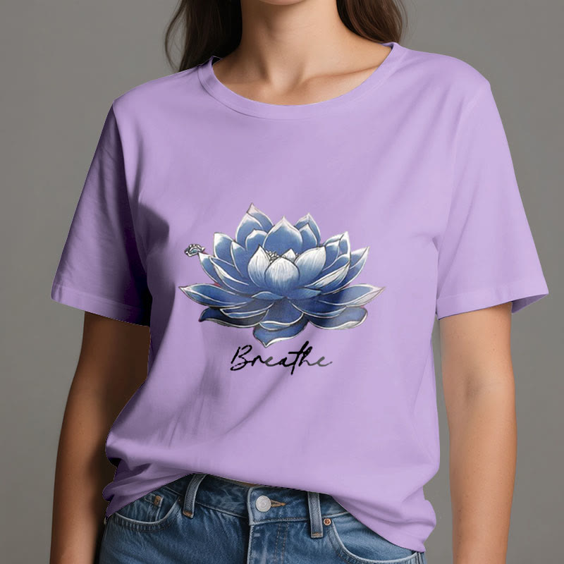 Olivenorma "BREATHE" Lotus Yoga Apparel Spiritual Tee T-Shirt - image 16
