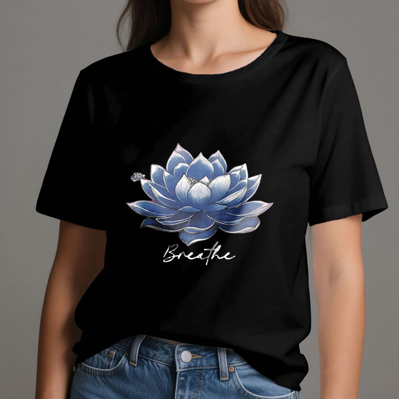 Olivenorma "BREATHE" Lotus Yoga Apparel Spiritual Tee T-Shirt - image 8