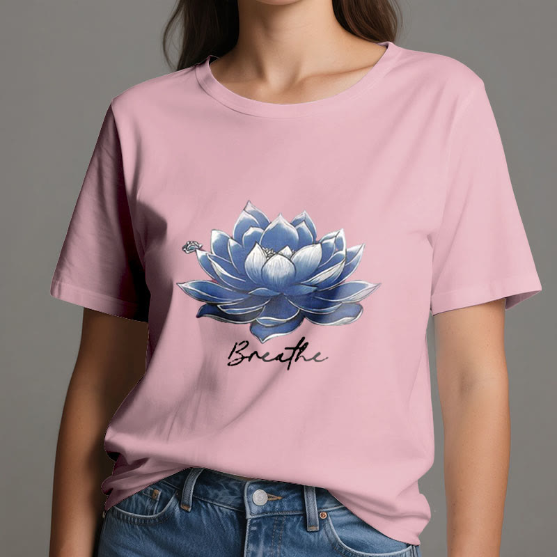 Olivenorma "BREATHE" Lotus Yoga Apparel Spiritual Tee T-Shirt - image 14
