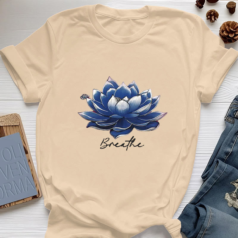 Olivenorma "BREATHE" Lotus Yoga Apparel Spiritual Tee T-Shirt - Yellow - 2XL - image 0
