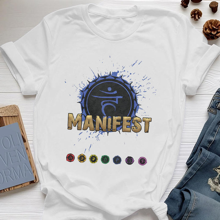 Olivenorma Unisex "MANIFEST" Throat Chakra Short Sleeve T-Shirt - Throat Chakra - I SPEAK - White - 2XL - image 11