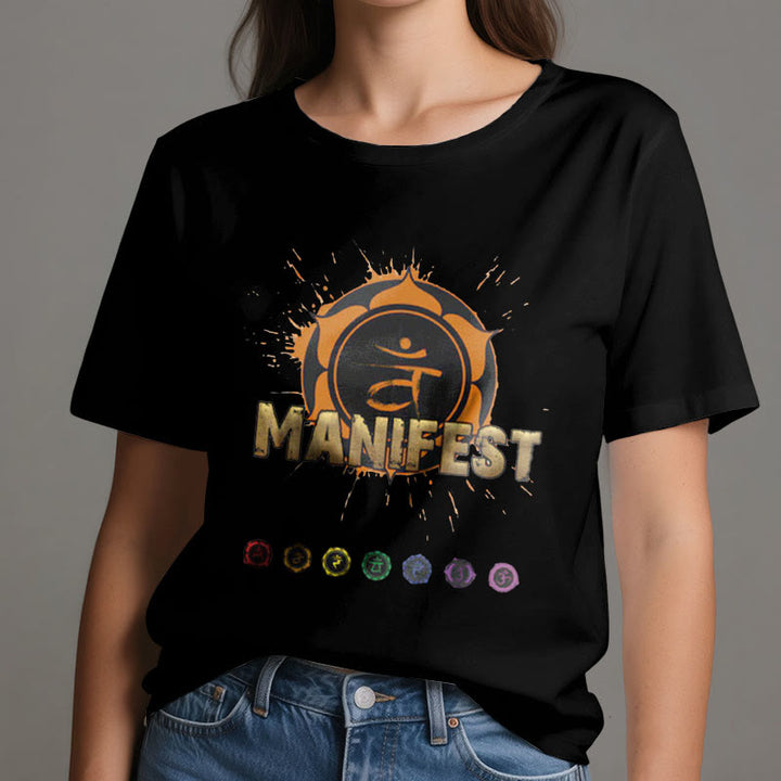Olivenorma Unisex "MANIFEST" Throat Chakra Short Sleeve T-Shirt - image 1