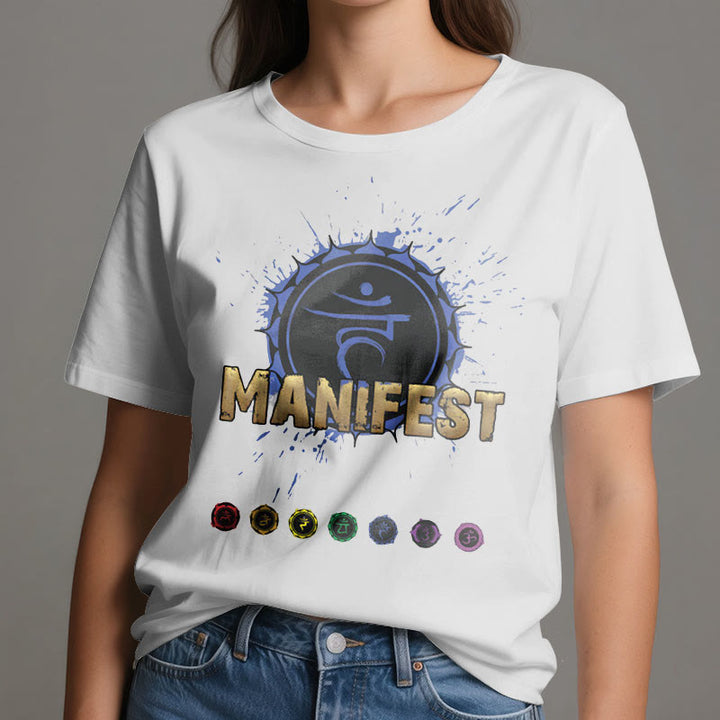 Olivenorma Unisex "MANIFEST" Throat Chakra Short Sleeve T-Shirt - image 12