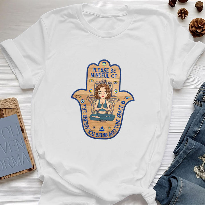 Olivenorma Hamsa Hand Meditation Protection Spiritual T-Shirt - White - 2XL - image 0