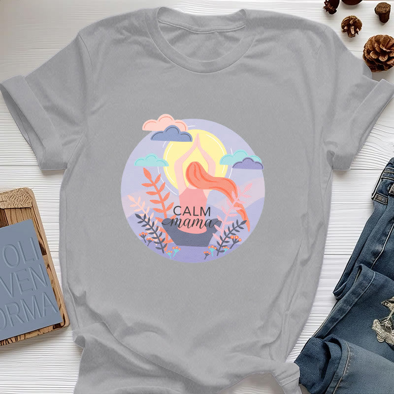 Olivenorma Calm Mama Print Yoga T-Shirt - Gray - 2XL - image 7