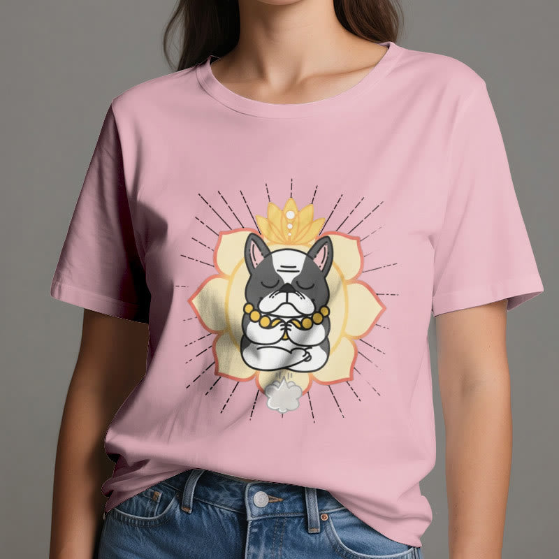 Olivenorma Yoga Meditation French Bulldog Print T-Shirt - image 16