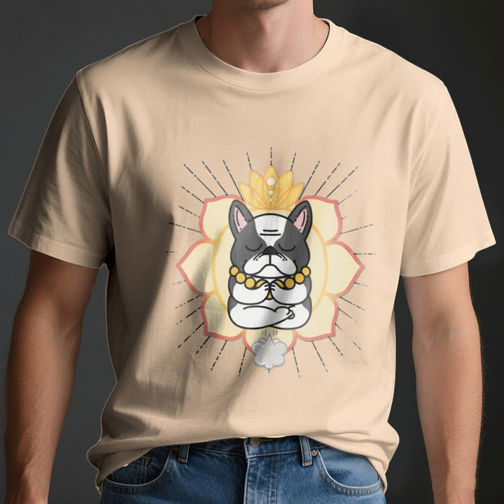 Olivenorma Yoga Meditation French Bulldog Print T-Shirt