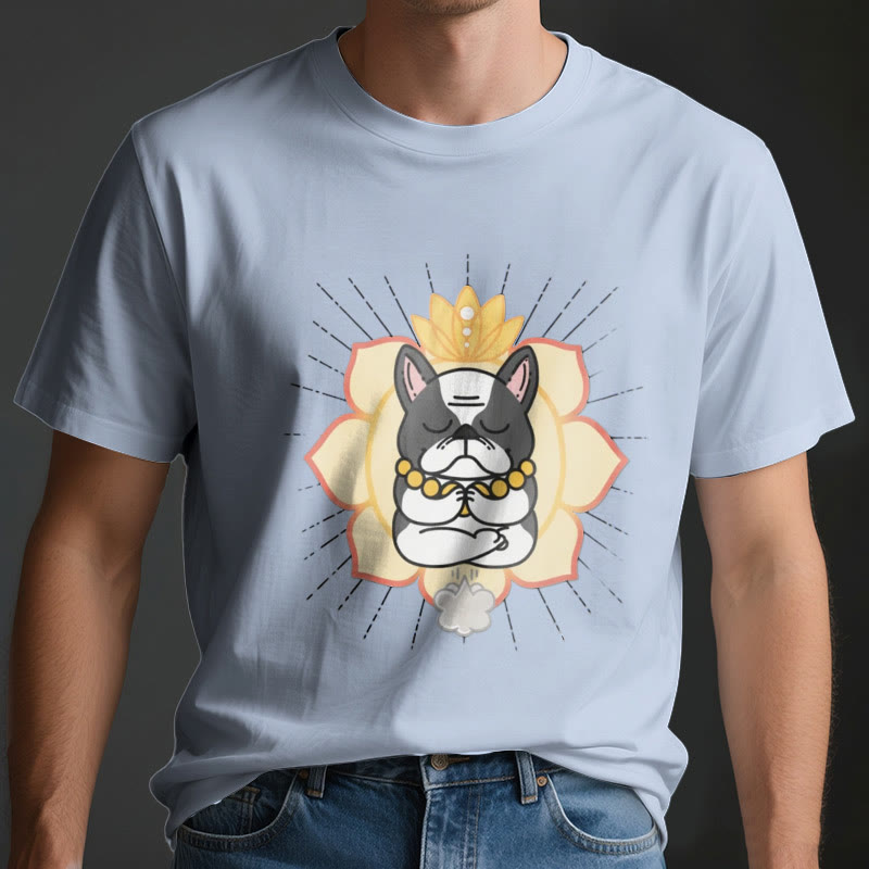 Olivenorma Yoga Meditation French Bulldog Print T-Shirt - image 14