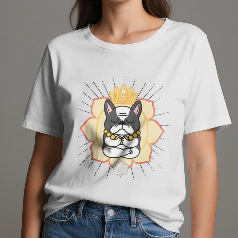 Olivenorma Yoga Meditation French Bulldog Print T-Shirt - image 1