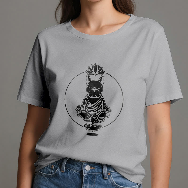 Olivenorma Zen Meditation French Bulldog Lotus T-Shirt - image 7