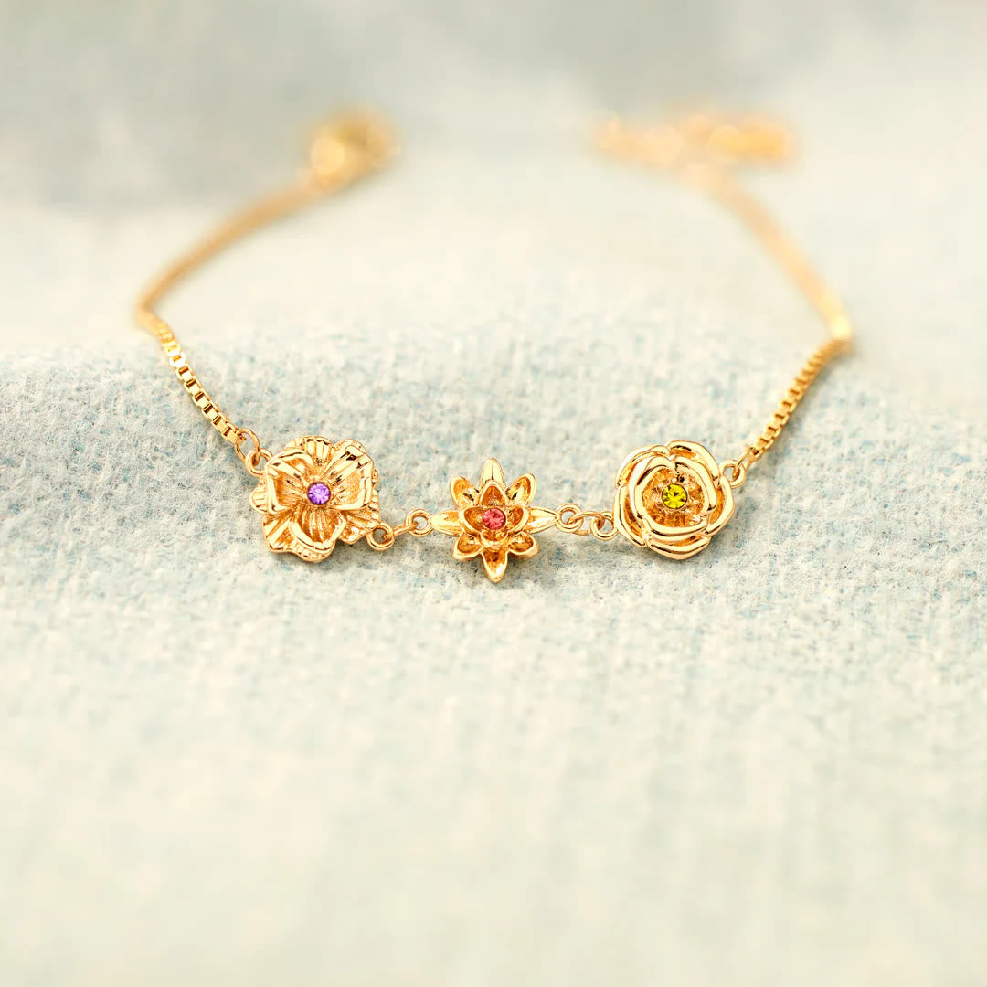 Olivenorma 1-7 Three-Dimensional Birth Flowers Bracelet
