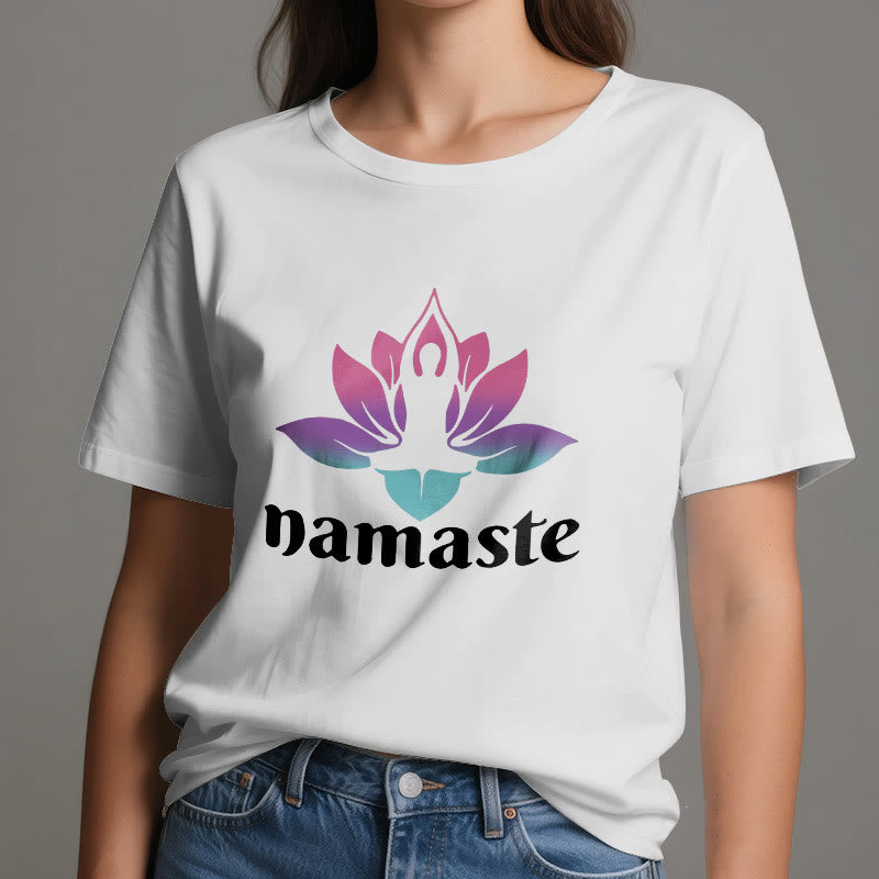 Olivenorma Namaste Lotus Mindful Cotton T-Shirt - image 5